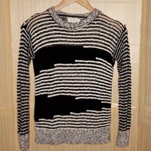 Two By Vince Camuto Womens Black White Stripe Textured Sweater XS